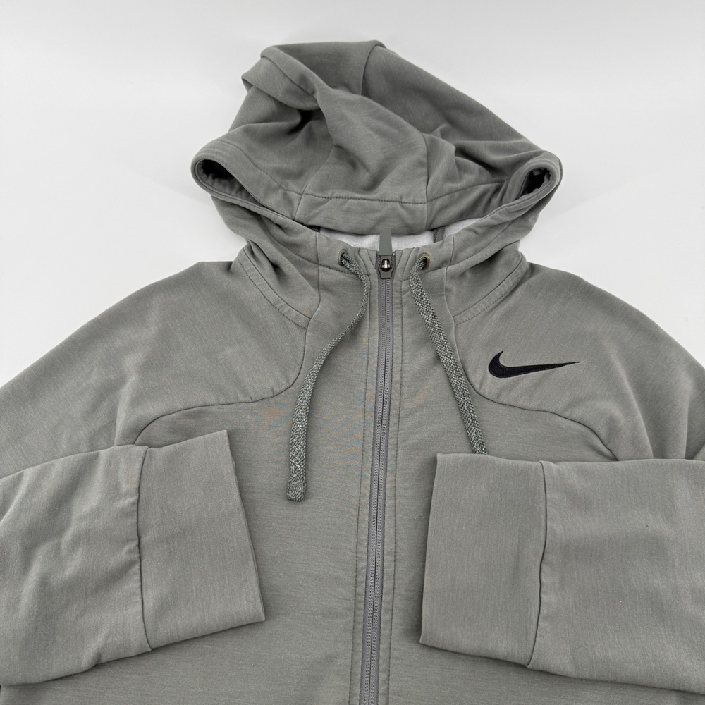 Nike Dri Fit Full Zip Hoodie Mens Small Gray Athletic Lightweight